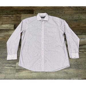 Ralph Lauren Black Label Mens Button Up Shirt Slim Blue‎ Pink 16.5 34/35 Down